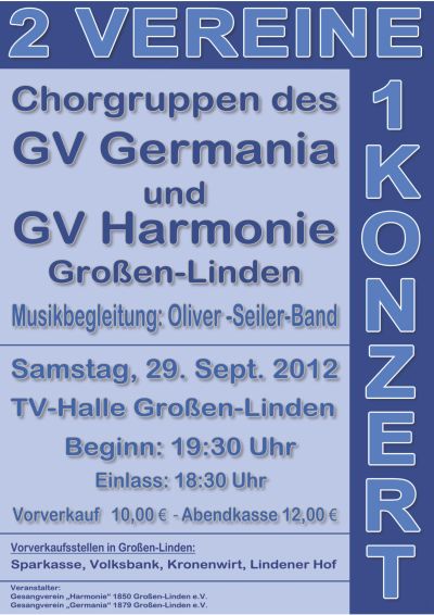 Plakat für das Konzert "2 Vereine - 1 Konzert"