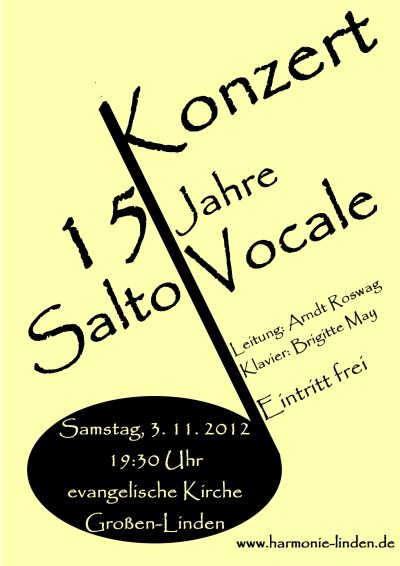 Konzertplakat für das Konzert 15 Jahre Salto Vocale