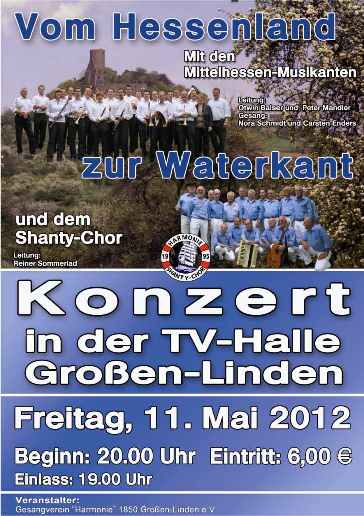 Plakat für das Konzert "Vom Hessenland zur Waterkant am Freitag, 11. Mai 2012